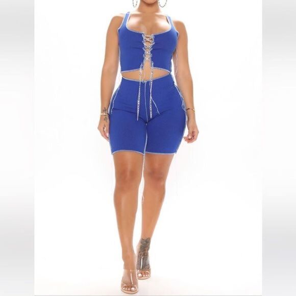 Stay Afloat Biker Short Set - Royal NWOT - Picture 1 of 5